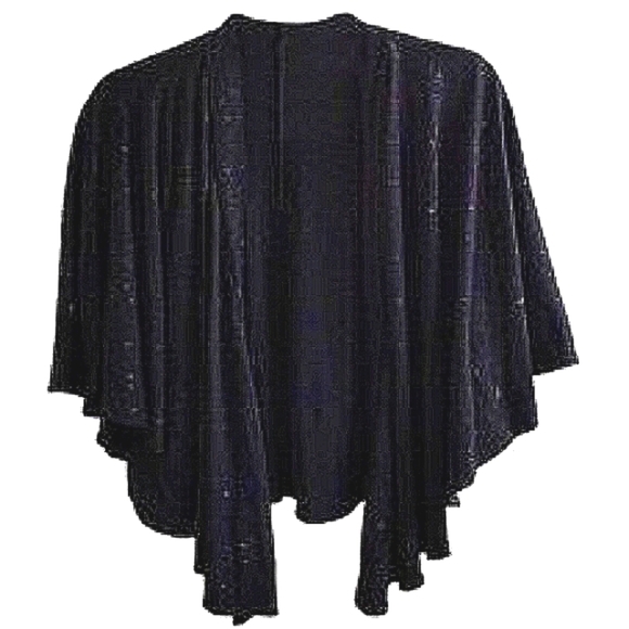 Sparkle Shrug Signature by Robbie Bee BLACK Coverup Fancy Sparkles Cape Jacket - Picture 3 of 13
